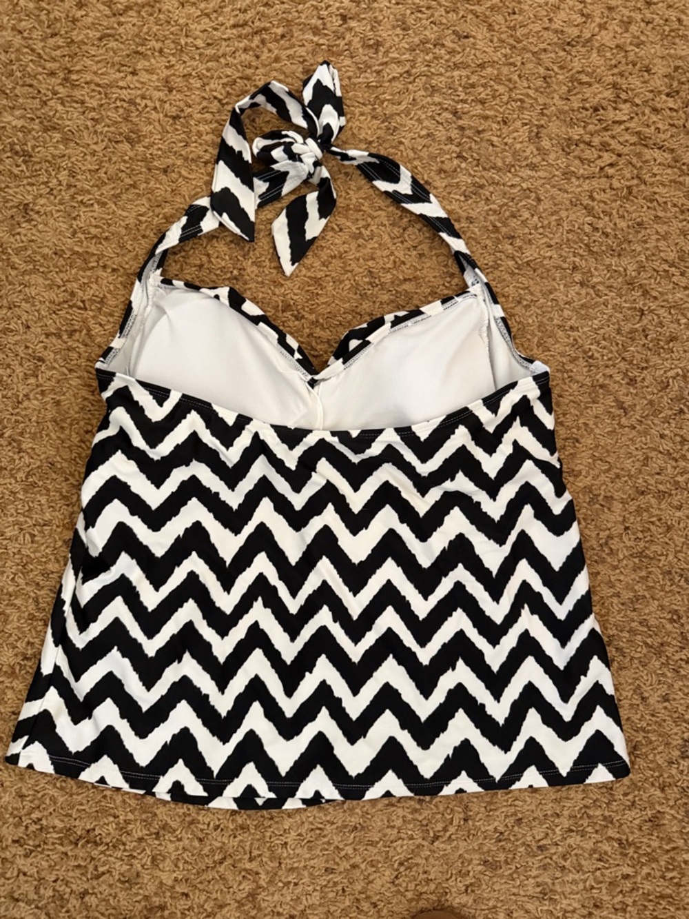 Catalina Black & White Chevron Tankini Top - Picture 2 of 4